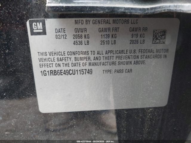 2012 CHEVROLET VOLT 1G1RB6E49CU115749 Photo 8