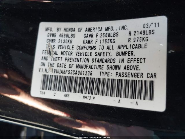 2012 ACURA TL 19UUA8F53CA001238 Photo 8