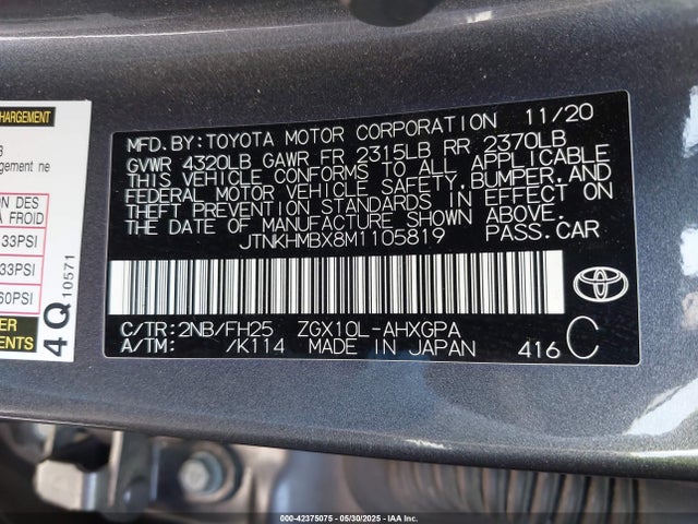 JTNKHMBX8M1105819 Toyota 3zr-fae
