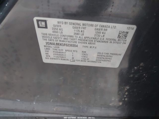 2GNALBEK5F6238354 Chevrolet EQUINOX 1LT
