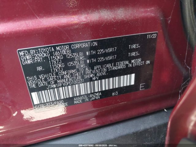 JTMW1RFV0PD100231 Toyota a25a-fks