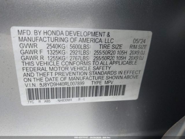 2024 ACURA MDX 5J8YD9H40RL007899 Photo 8
