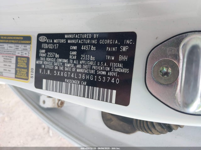 5XXGT4L36HG153740 KIA g 2.4 dohc gdi