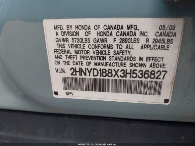 2003 ACURA MDX 2HNYD188X3H536827 Photo 8