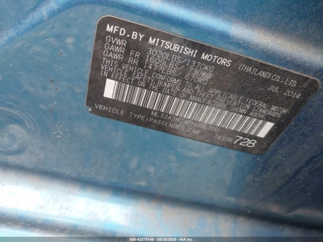 2015 MITSUBISHI MIRAGE ML32A3HJXFH006700 Photo 8