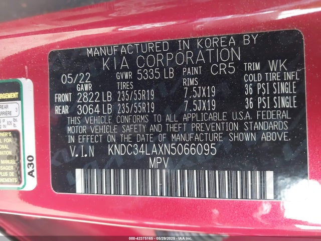 KNDC34LAXN5066095 KIA 2022