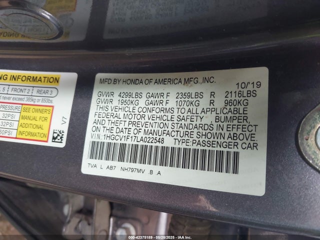1HGCV1F17LA022548 Honda l15be