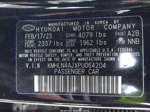 KMHLN4AJXPU064204 Hyundai gdi kappa