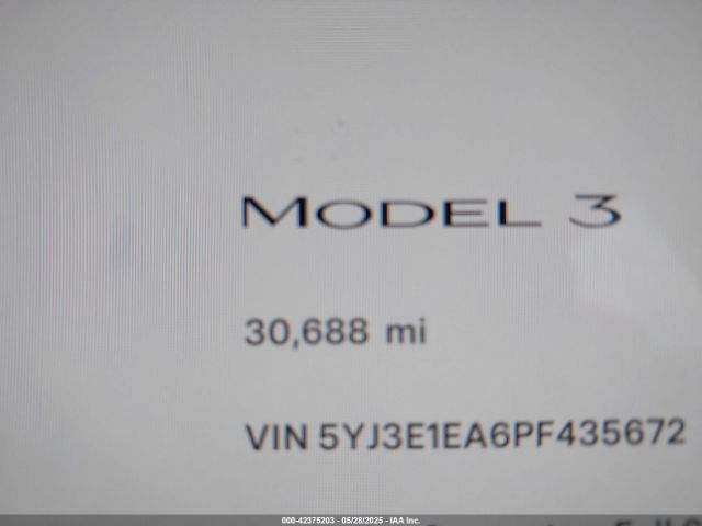 5YJ3E1EA6PF435672 Tesla Model 3 Rear-wheel Drive
