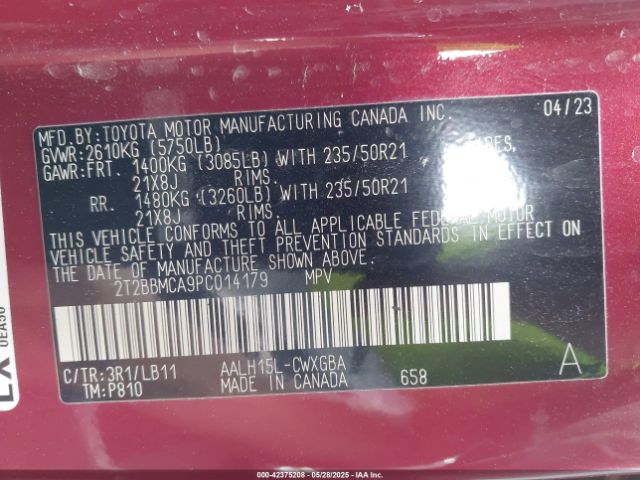 2T2BBMCA9PC014179 Lexus Rx 350h Premium Plus