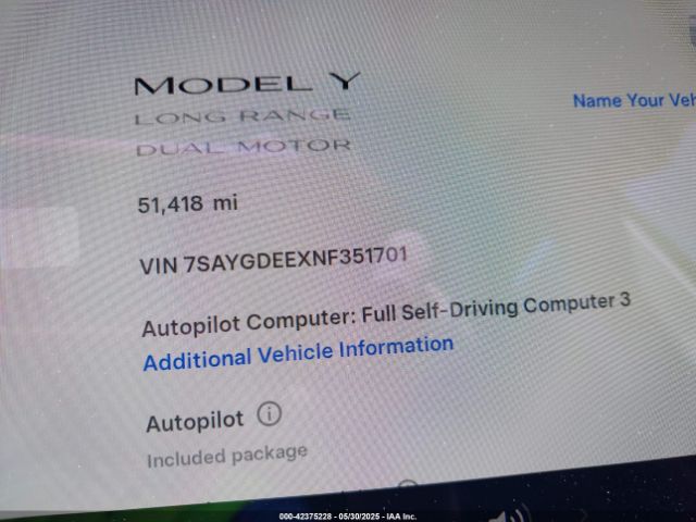 7SAYGDEEXNF351701 Tesla Model Y