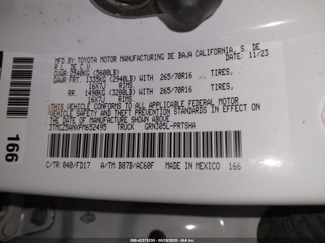 3TMCZ5ANXPM652495 Toyota 2gr-fks