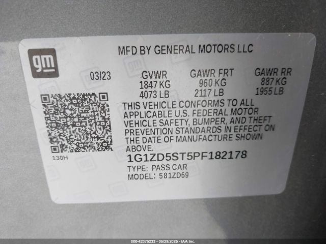 1G1ZD5ST5PF182178 Chevrolet lfv