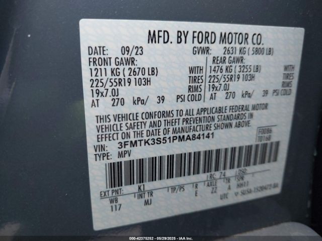 3FMTK3S51PMA84141 Ford Mustang Mach-e Premium