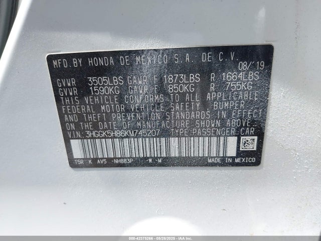 3HGGK5H86KM745207 Honda l15b1