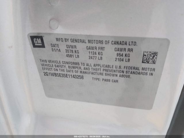 2G1WB5E35E1143258 Chevrolet Impala Limited Lt