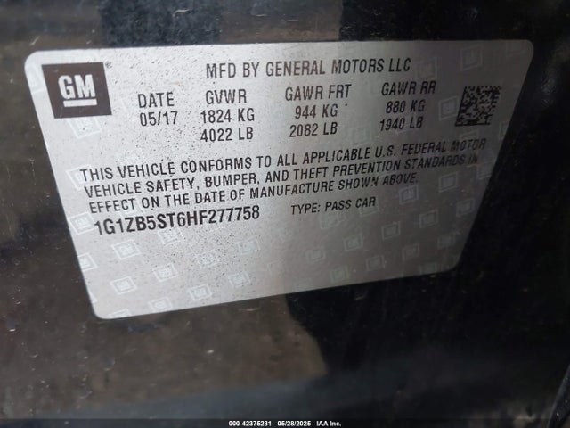 1G1ZB5ST6HF277758 Chevrolet lfv - di: direct injection, vvt: variable valve timing, gen 1