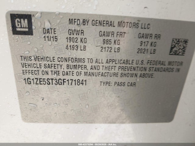 1G1ZE5ST3GF171841 Chevrolet MALIBU 1LT