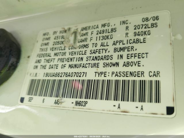 2006 ACURA TL 19UUA66276A070271 Photo 8
