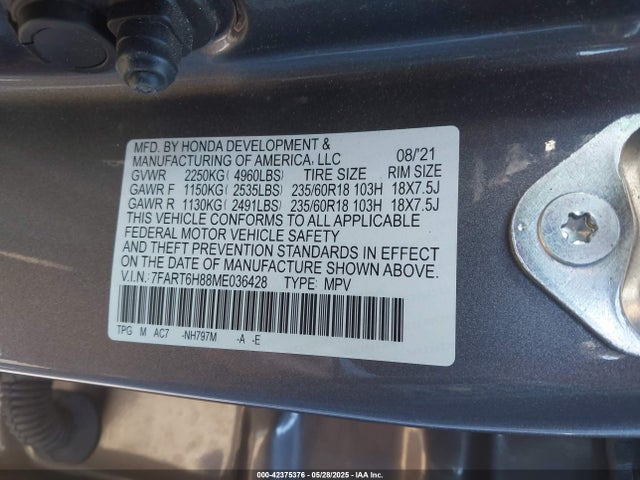 7FART6H88ME036428 Honda lfb2