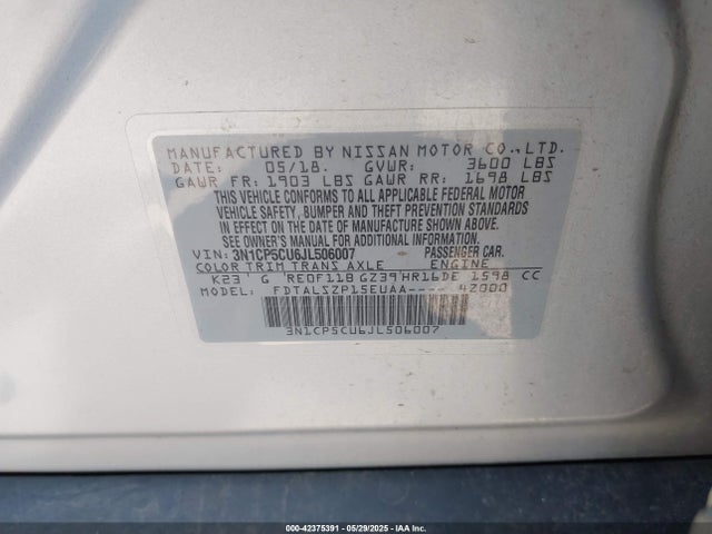 3N1CP5CU6JL506007 Nissan 2018