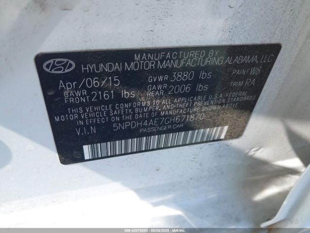 5NPDH4AE7GH671870 Hyundai ELANTRA SE