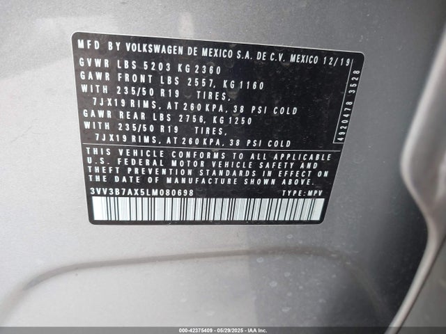 Volkswagen Tiguan 2020 3VV3B7AX5LM080698 Image 9