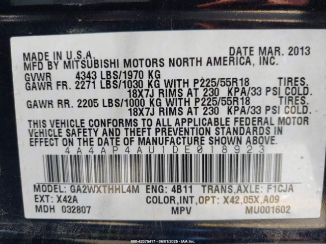 2013 MITSUBISHI OUTLANDER SPORT 4A4AP4AU1DE018923 Photo 8