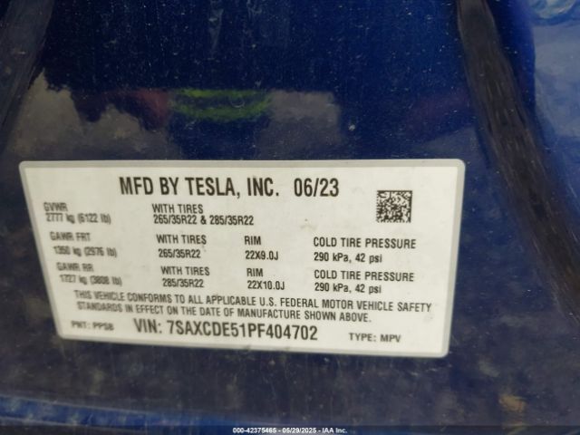 2023 TESLA MODEL X 7SAXCDE51PF404702 Photo 8