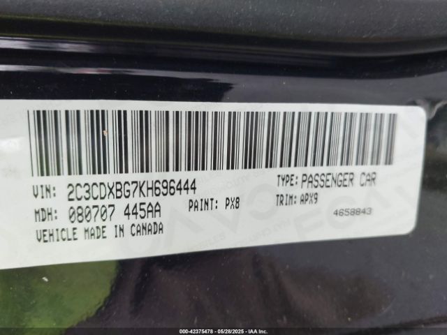 2C3CDXBG7KH696444 Dodge Charger Sxt Rwd