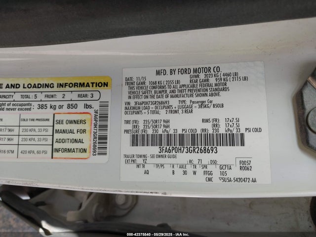 Ford 2016 2016 3FA6P0H73GR268693 Image 9