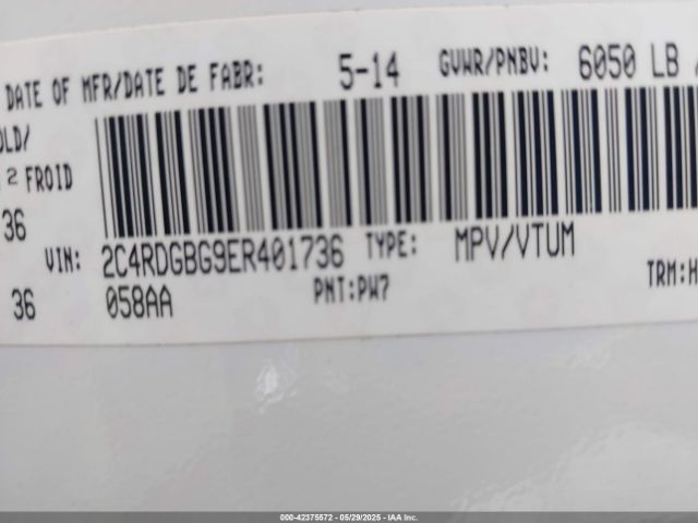 2C4RDGBG9ER401736 Dodge Grand Caravan Se/sxt