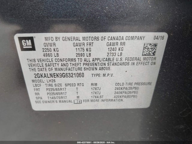 2GKALNEK9G6321060 GMC Terrain Sle-2