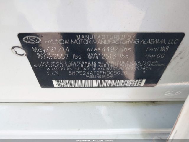 5NPE24AF2FH005030 Hyundai SONATA SE