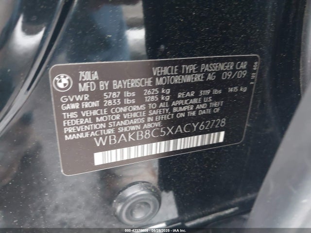 Продаж на аукціоні авто 2010 Bmw 750li, vin: WBAKB8C5XACY62728, номер лоту: 42375605