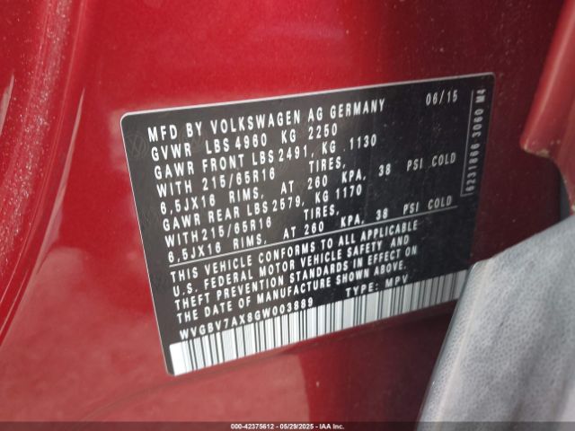 2016 VOLKSWAGEN TIGUAN WVGBV7AX8GW003889 Photo 8