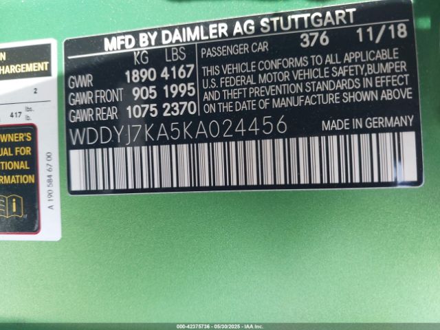 WDDYJ7KA5KA024456 Mercedes-Benz m178