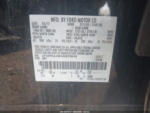 2017 FORD EDGE 2FMPK4J96HBB78630 Photo 8