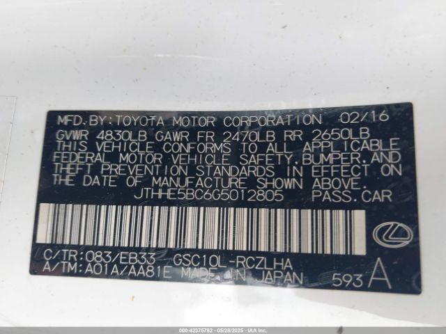 2016 LEXUS RC 350 JTHHE5BC6G5012805 Photo 8