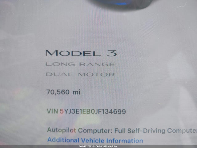 2018 TESLA MODEL 3 5YJ3E1EB0JF134699 Photo 6