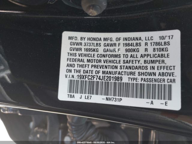 2018 HONDA CIVIC 19XFC2F74JE201989 Photo 8