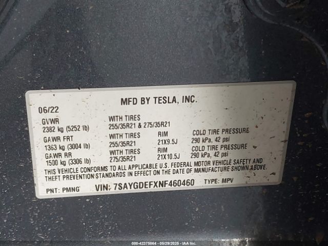 2022 TESLA MODEL Y 7SAYGDEFXNF460460 Photo 8