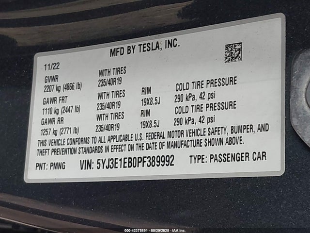 2023 TESLA MODEL 3 5YJ3E1EB0PF389992 Photo 8