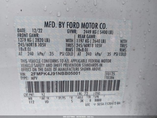 2022 FORD EDGE 2FMPK4J91NBB05001 Photo 8