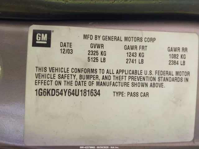 2004 CADILLAC DEVILLE 1G6KD54Y64U181634 Photo 8