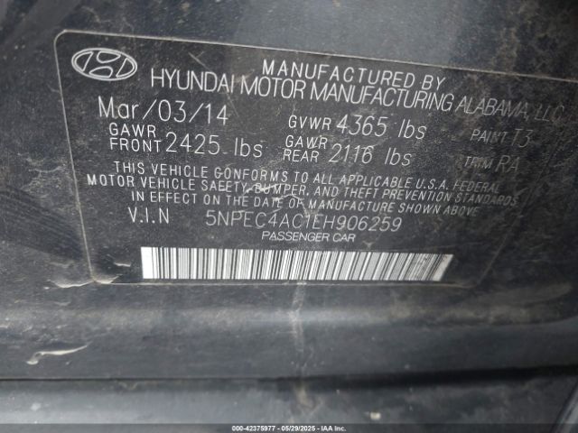 5NPEC4AC1EH906259 Hyundai SONATA SE
