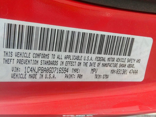1C4NJPBA0GD716594 Jeep Patriot Sport Se