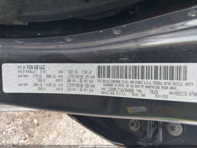 1C6SRFLT1KN784936 RAM 1500 Rebel  4x4 5'7 Box