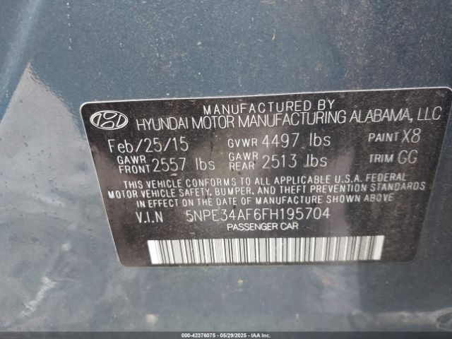 2015 HYUNDAI SONATA 5NPE34AF6FH195704 Photo 8