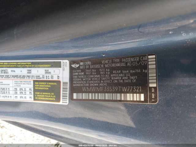 2009 MINI COOPER WMWMF33539TW77321 Photo 8
